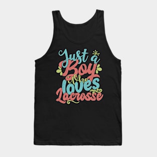 Just A Boy Who Loves Lacrosse Gift graphic Tank Top